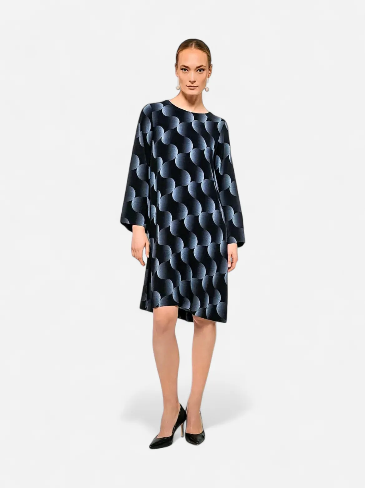 Aarikka naisten mekko Fresia, musta kuosi