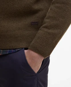 Barbour miesten neulepusero Essential Patch Crew, kaakaonruskea
