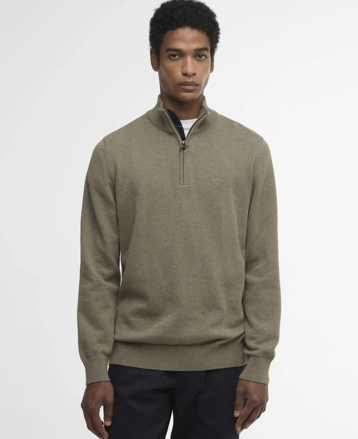 Barbour miesten neulepusero Half Zip Knit, khaki