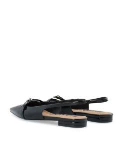 Bianco naisten avokkaat BiaBari Pointy Flat Slingback Faux Leather, musta