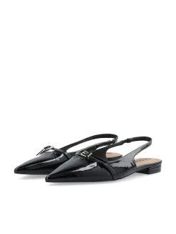 Bianco naisten avokkaat BiaBari Pointy Flat Slingback Faux Leather, musta