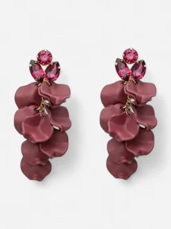 Bow 19 korvakorut LEAF STONE EARRINGS, viininpunainen