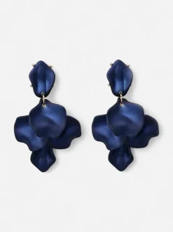 Bow 19 korvakorut PEARL LEAF EARRINGS, tummansininen