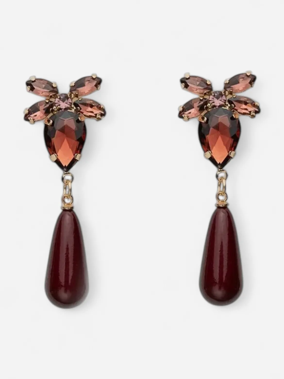 Bow 19 korvakorut STONE DROP EARRINGS, viininpunainen