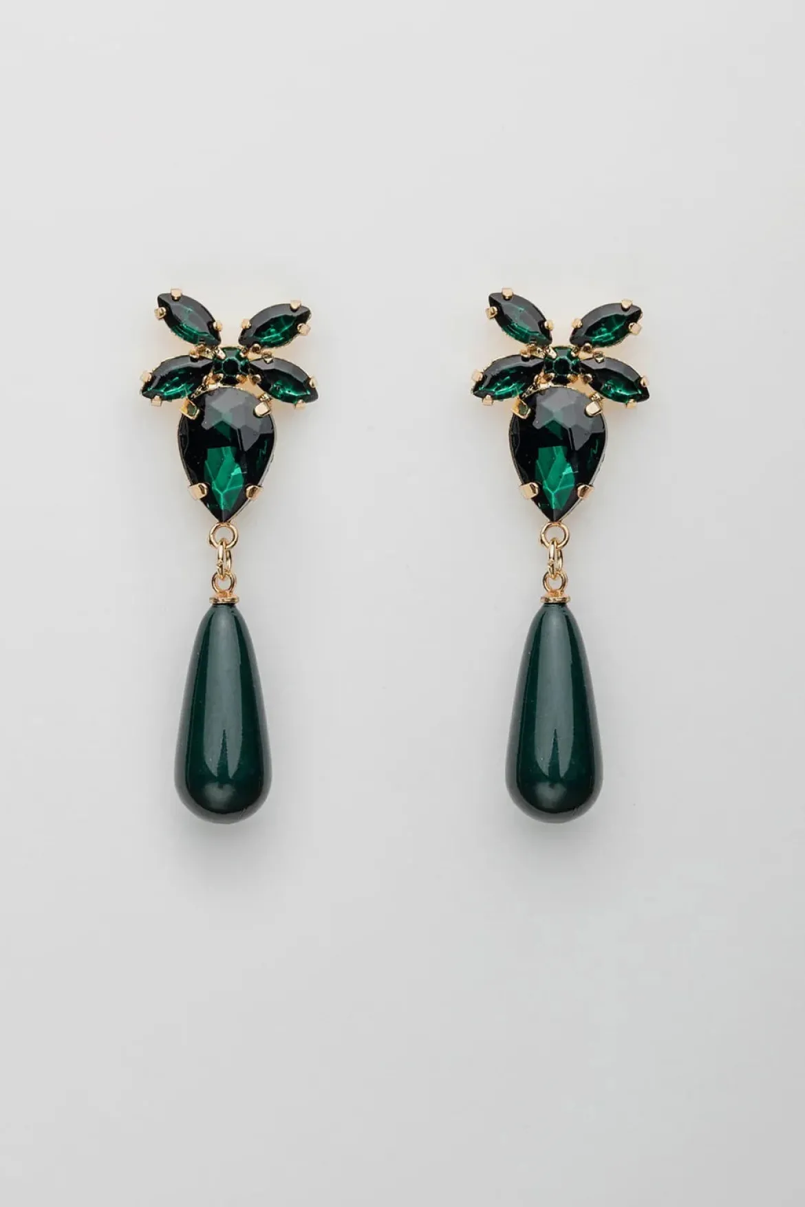 Bow 19 korvakorut STONE DROP EARRINGS, tummanvihreä