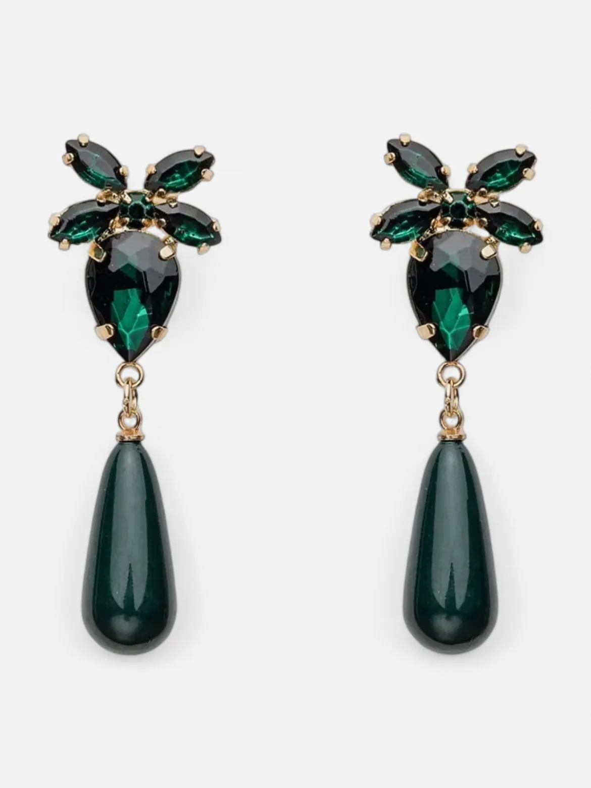 Bow 19 korvakorut STONE DROP EARRINGS, tummanvihreä