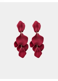 Bow 19 naisten korvakorut Leaf Earring Pearl, viininpunainen