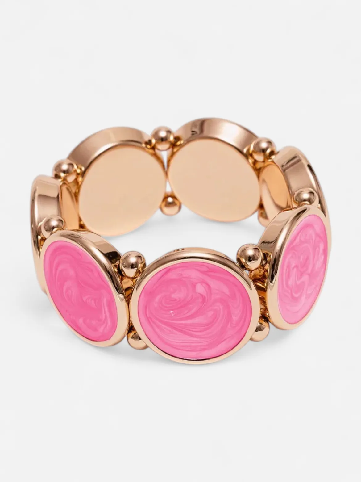 Bow 19 naisten rannekoru Ava Pearl Elastic Bracelet, pinkki