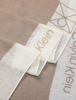Calvin Klein Accessories huivi Linen Blend Emblem Pareo Scarf, vaalea beige