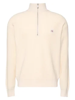 Calvin Klein Jeans miesten collegepaita ELS EZ Cotton Waffle Quarter Zip, kerma
