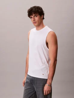 Calvin Klein Jeans miesten hihaton paita 30S Jersey Badge Muscle Tank, valkoinen