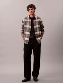 Calvin Klein Jeans miesten kauluspaidat LS BRUSHED PLAID EASY SHIRT, harmaa ruutu