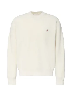 Calvin Klein Jeans miesten neulepusero LS EZ Cotton Waffle Crwnk Swtr 9, luonnonvalkoinen