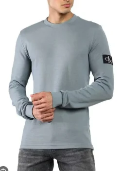 Calvin Klein Jeans miesten pitkähihainen paita Badge Waffle Tee, harmaa
