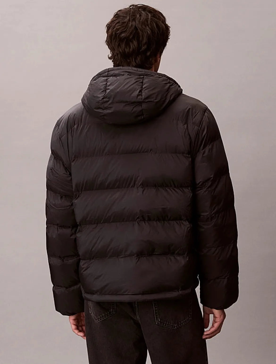 Calvin Klein Jeans miesten Puffertakki, LS NYLON MONOGRAM PUFFER JACKET Musta