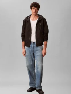 Calvin Klein Jeans miesten takki LS Hooded Nylon Harrington, musta