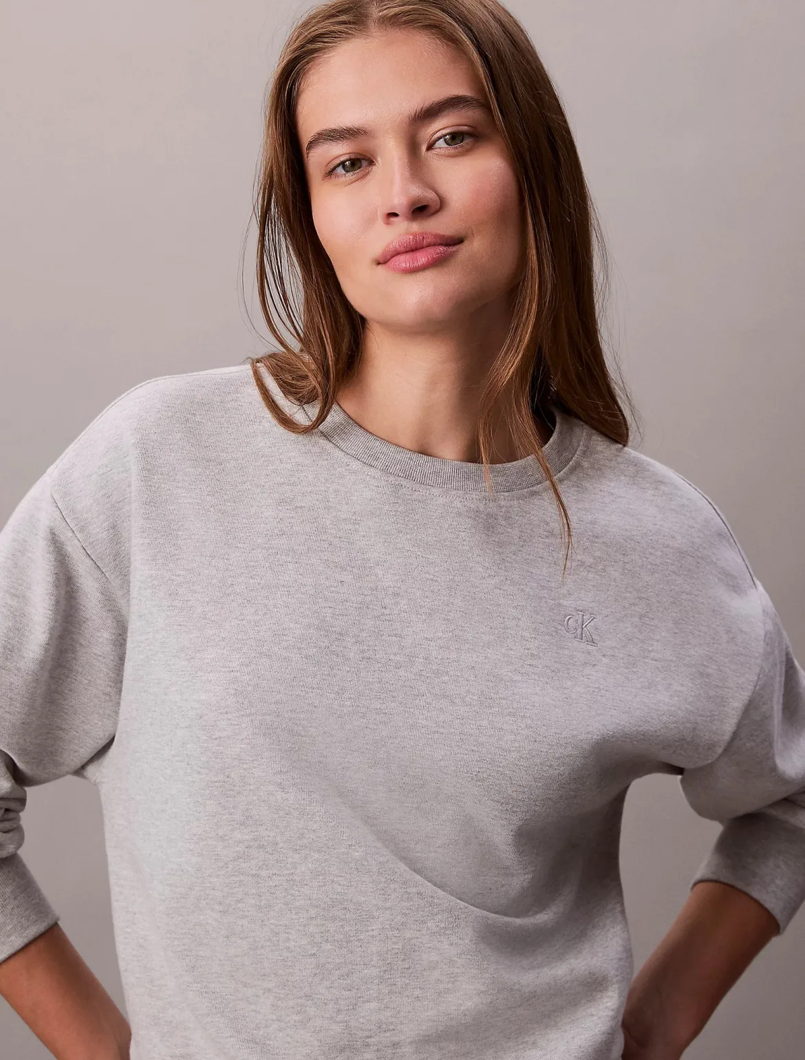 Calvin Klein Jeans naisten collegepaidat LS Archive Logo French Terry, harmaa