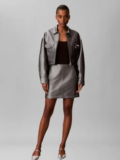 Calvin Klein Jeans naisten hame A LINE SKIRT DENIM SHINE, hopeanharmaa