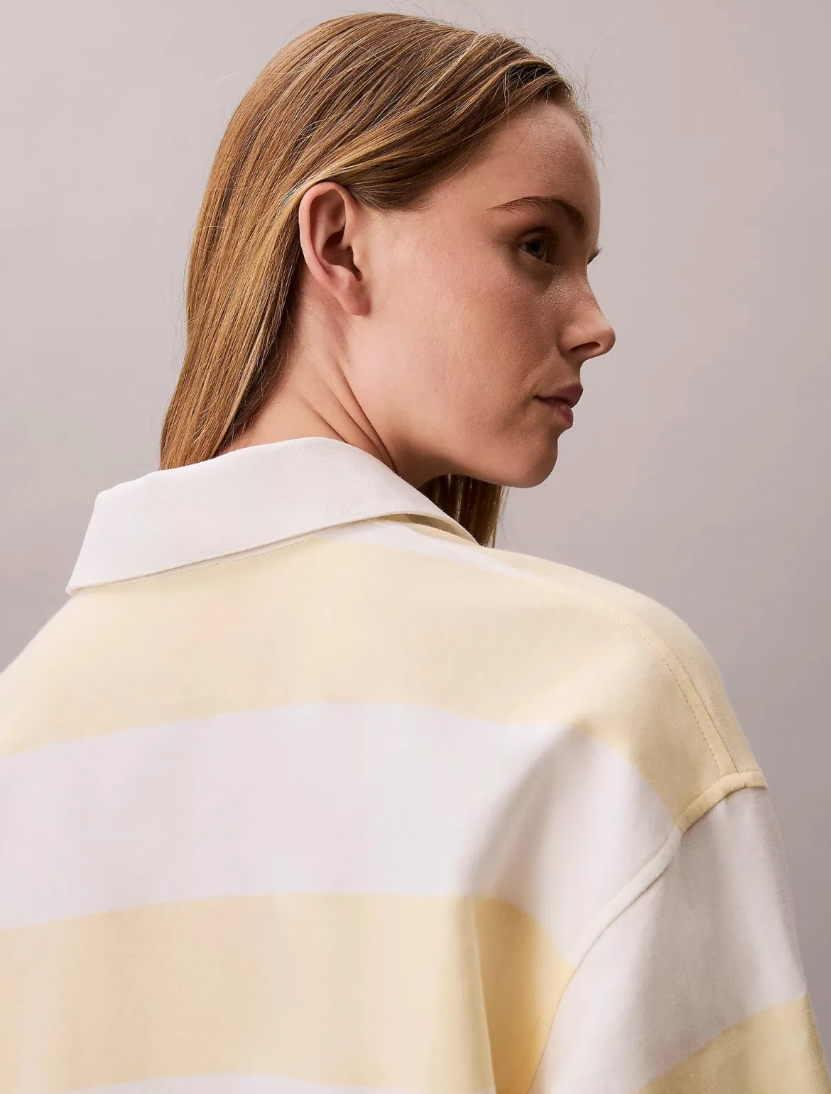 Calvin Klein Jeans naisten paitamekko LS Varsity Stripe Mini Polo Dress, raidallinen keltainen