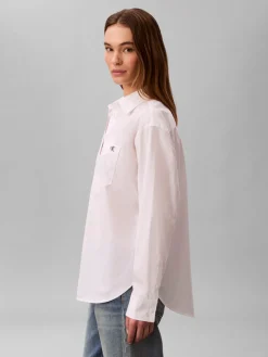 Calvin Klein Jeans naisten paitapusero Cotton Poplin Relaxed Shirt, valkoinen