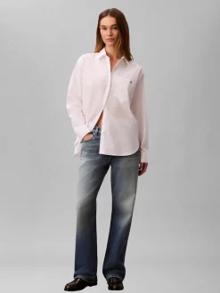 Calvin Klein Jeans naisten paitapusero Cotton Poplin Relaxed Shirt, valkoinen
