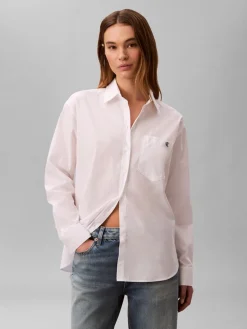Calvin Klein Jeans naisten paitapusero Cotton Poplin Relaxed Shirt, valkoinen