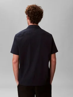 Calvin Klein Menswear miesten paita SS Solid Seersucker Classic Shirt, tummansininen