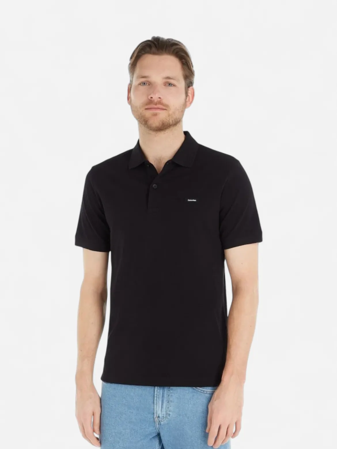 Calvin Klein Menswear Miesten Pikeepaita, STRECH PIQUE SLIM BUTTON POLO Musta