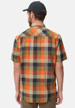 Camel Active miesten lyhythihainen kauluspaita Checked Shirt Los, oranssi ruutu