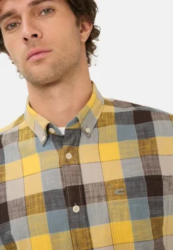 Camel Active miesten lyhythihainen kauluspaita Checked SS Shirt LOS, poltettu oranssi