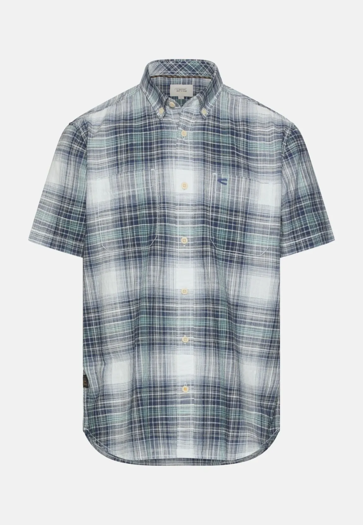 Camel Active miesten lyhythihainen kauluspaita Checked SS Shirt, sininen ruutu