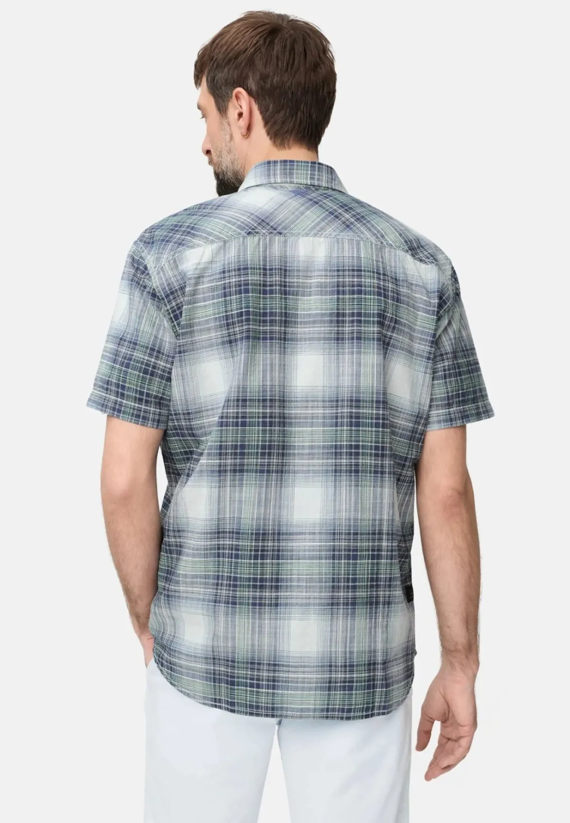 Camel Active miesten lyhythihainen kauluspaita Checked SS Shirt, sininen ruutu