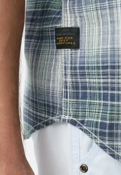 Camel Active miesten lyhythihainen kauluspaita Checked SS Shirt, sininen ruutu