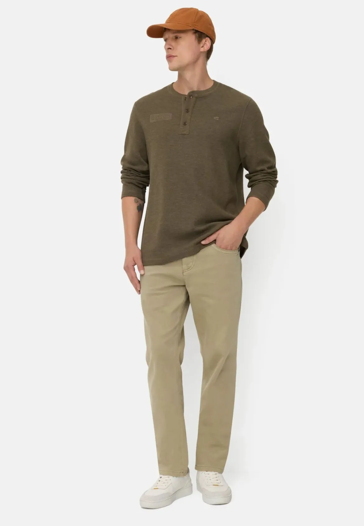 Camel Active miesten pitkähihainen paita Henley, khaki