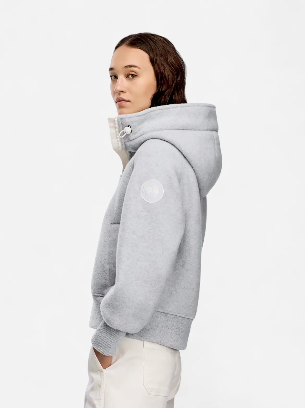 Canada Goose naisten fleecetakki CHILLIWALK FLEECE BOMBER, vaaleanharmaa