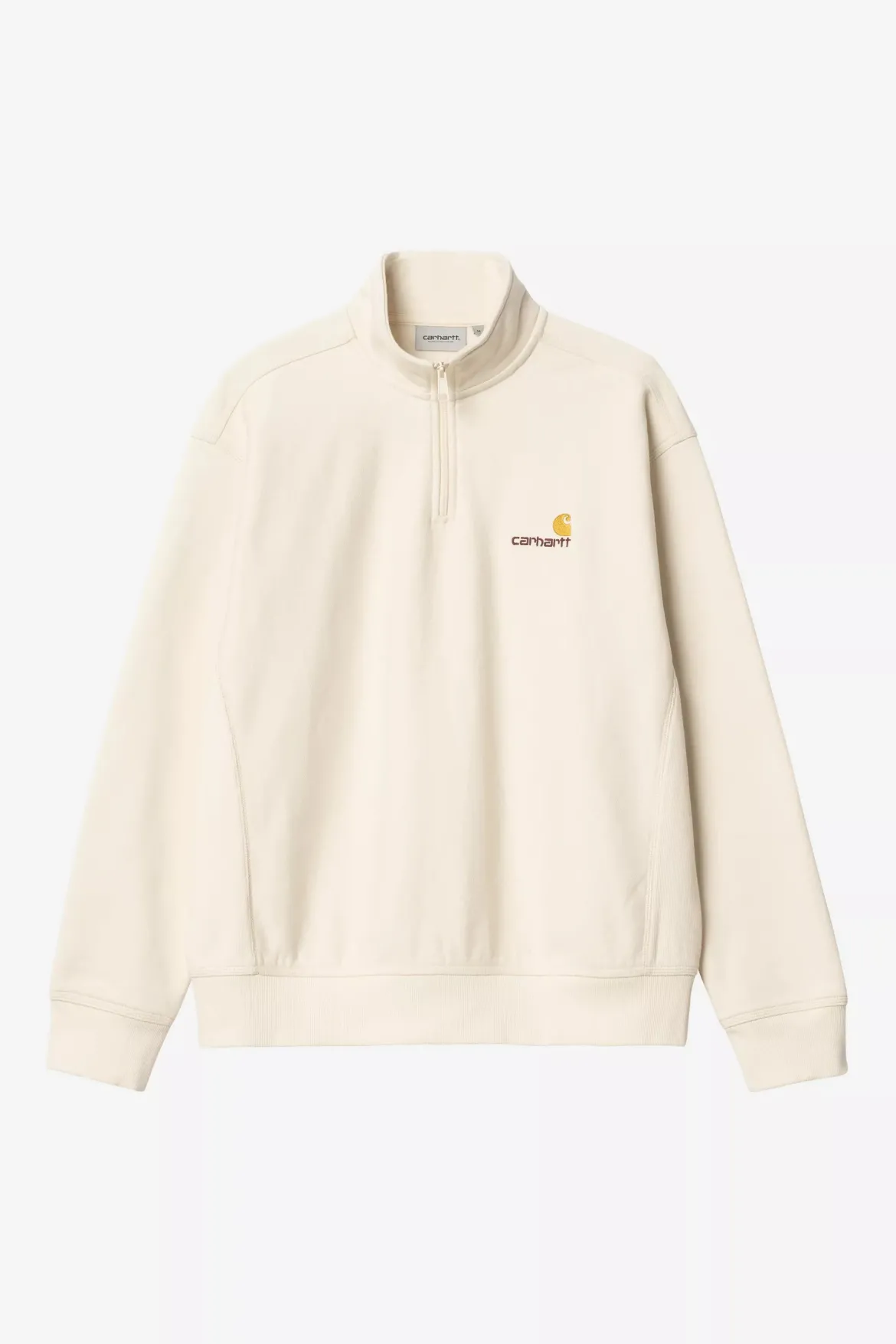 Carhartt miesten collegepaita Half Zip American Script Sweatshirt, luonnonvalkoinen
