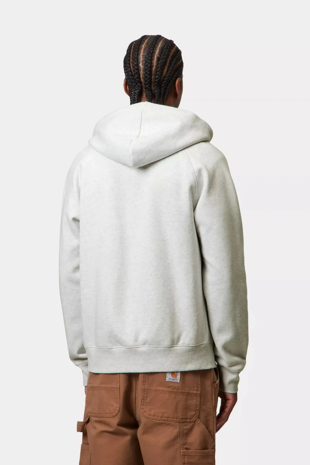 Carhartt miesten Huppari Hooded Chase Jacket, Vaaleanharmaa meleerattu
