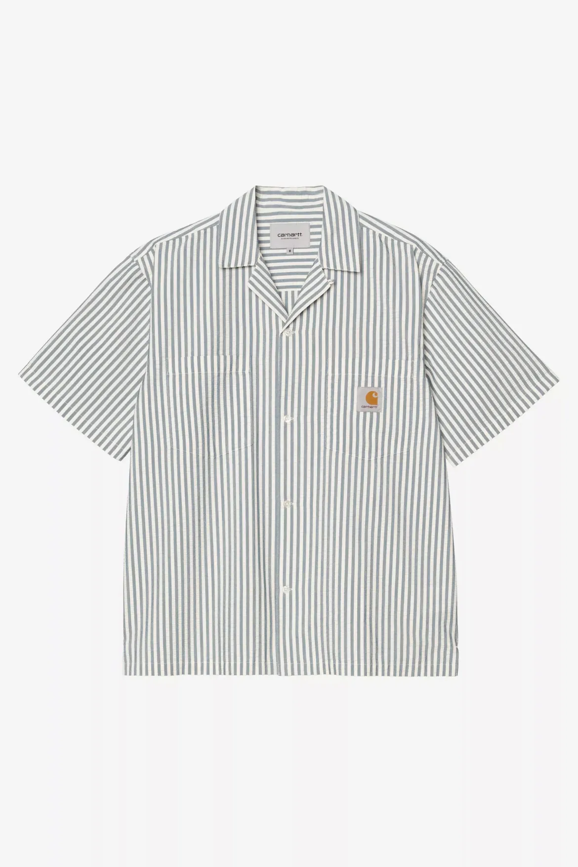Carhartt miesten lyhythihainen kauluspaita S/S Leavel Shirt, raidallinen valkoinen