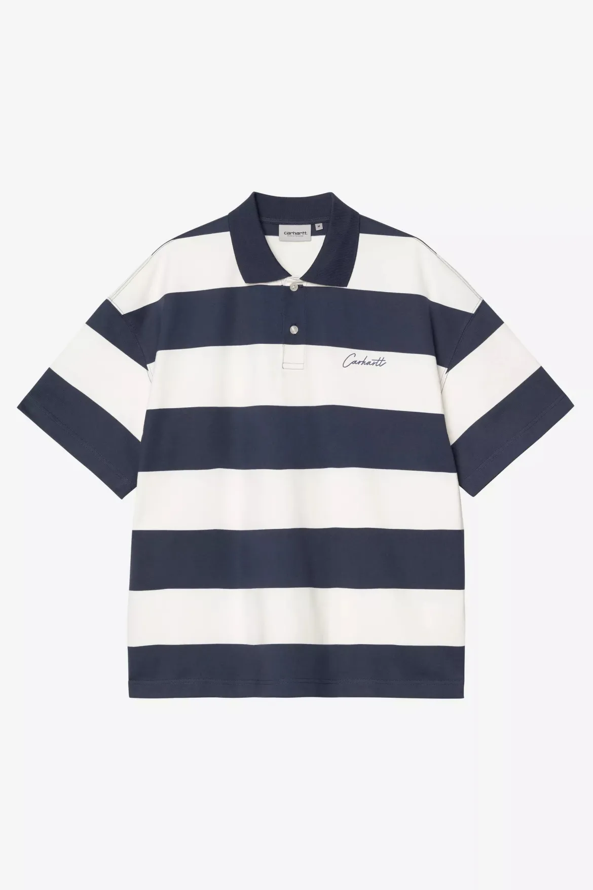 Carhartt miesten pikeepaita S/S Delray Polo Shirt, raidallinen valkoinen