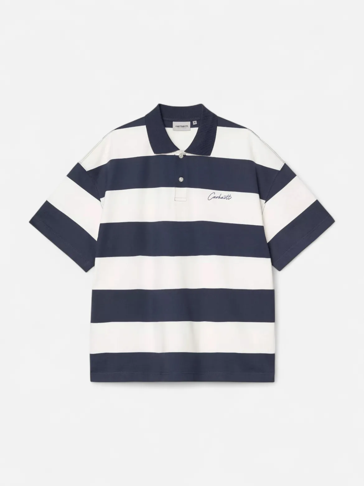 Carhartt miesten pikeepaita S/S Delray Polo Shirt, raidallinen valkoinen
