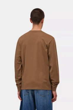 Carhartt miesten pitkähihainen paita Pocket T-Shirt, konjakinruskea