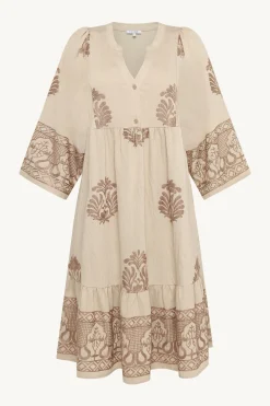 Claire mekko Ditta Dress, kuosillinen beige