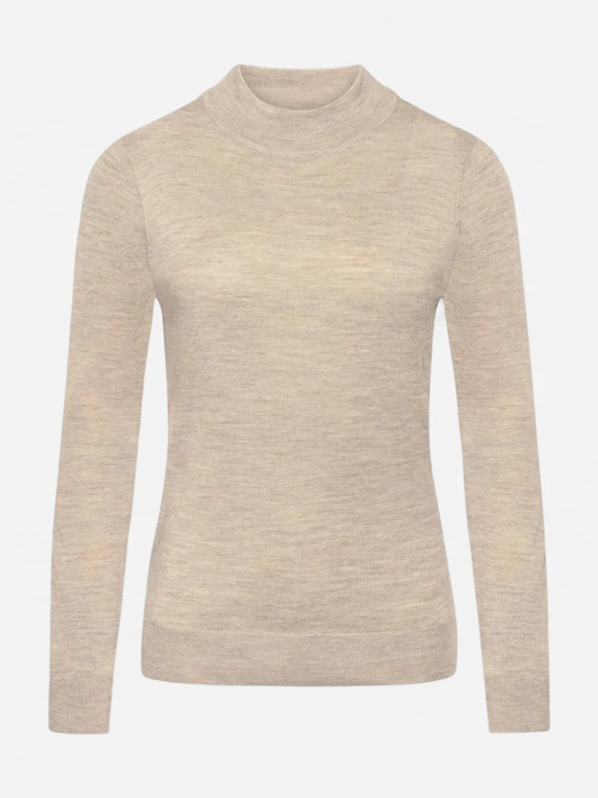 Claire naisten neulepusero Paulia Merinowool Turtle Neck, vaalea beige