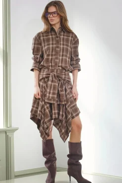 Co’Couture hame DagnyCC Check Tie Skirt, ruskea ruutu