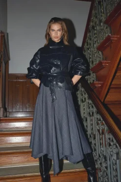 Co’Couture naisten hame EloraCC Check Asym Skirt, harmaa ruutu