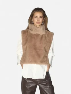 Co’Couture naisten liivi Feracc Faux Collar, hiekka