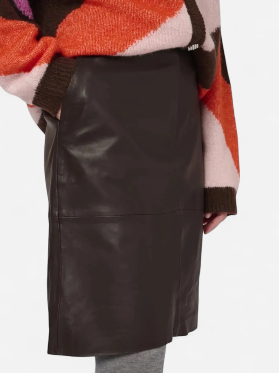 Culture naisten hame CUberta Leather Skirt, Coffee bean