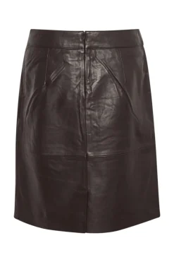 Culture naisten hame CUberta Leather Skirt, Coffee bean