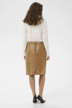 Culture naisten nahkahame Cuberta Leather Skirt, Tannin
