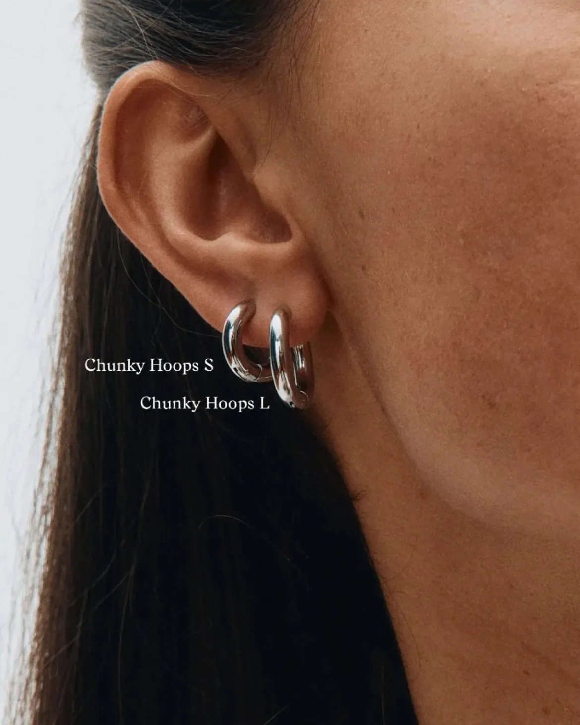 Edblad korvakorut, CHUNKY HOOPS L STEEL 16mm Hopeanharmaa